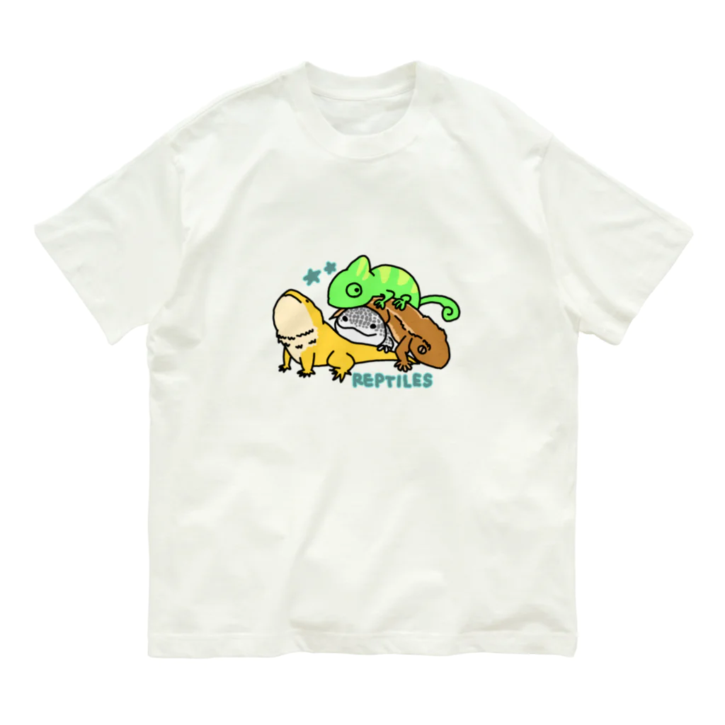 ゆるあにまるの爬虫類集合 Organic Cotton T-Shirt