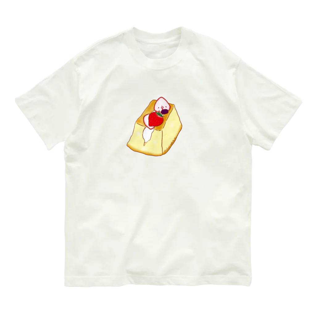 Draw freelyのシフォンケーキサンド オーガニックコットンTシャツ