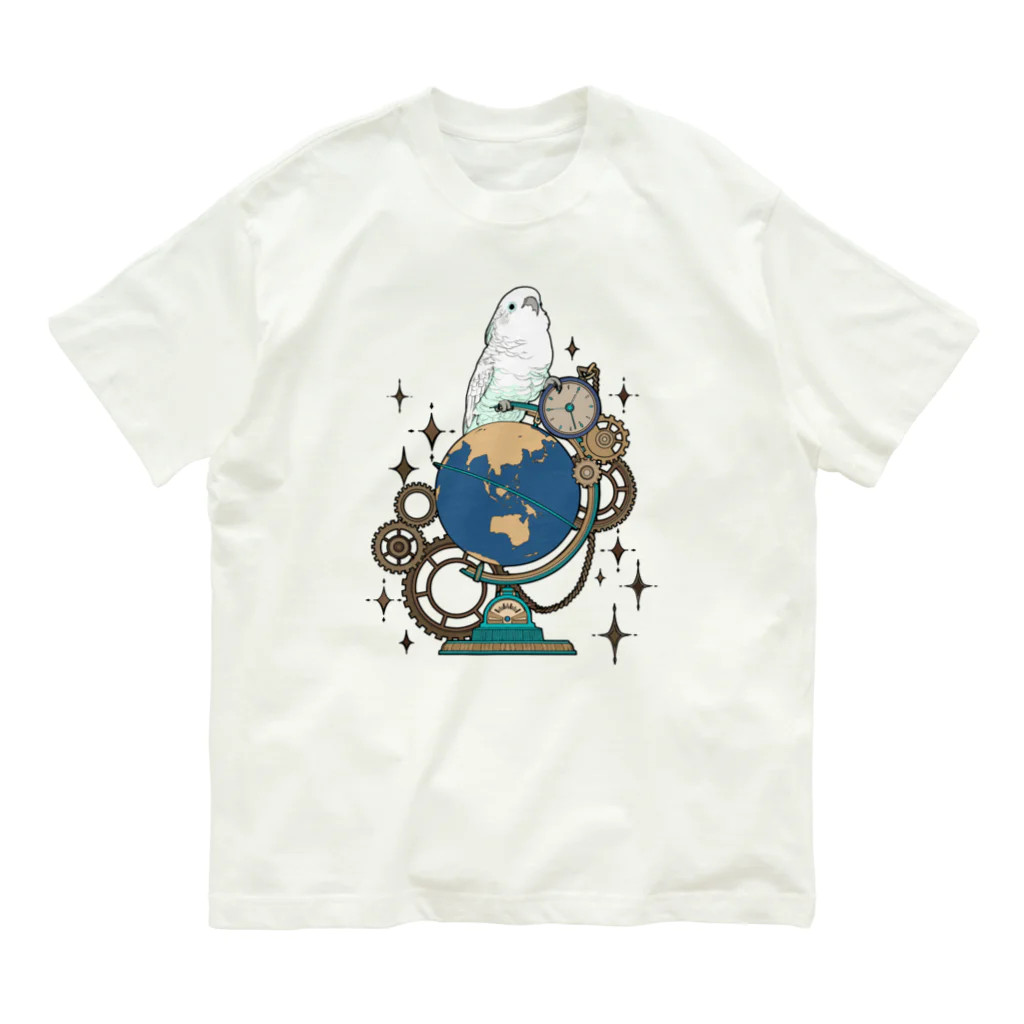 ろう飼い主のオウムと地球儀デジタルver Organic Cotton T-Shirt