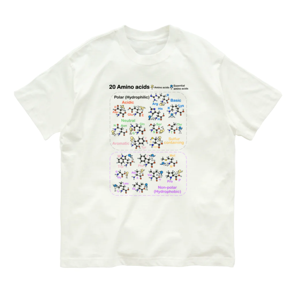 みずしまワークスの20アミノ酸ぴよ(背景透明) オーガニックコットンTシャツ