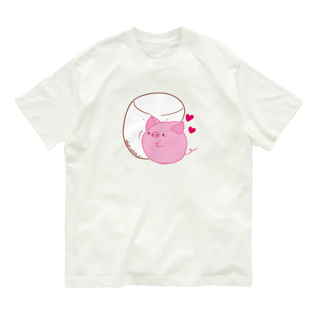 Draw freelyのぶたくんとマシュマロ Organic Cotton T-Shirt