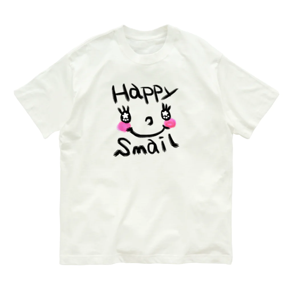 love8peace；MusicのHappyꕤSmile オーガニックコットンTシャツ