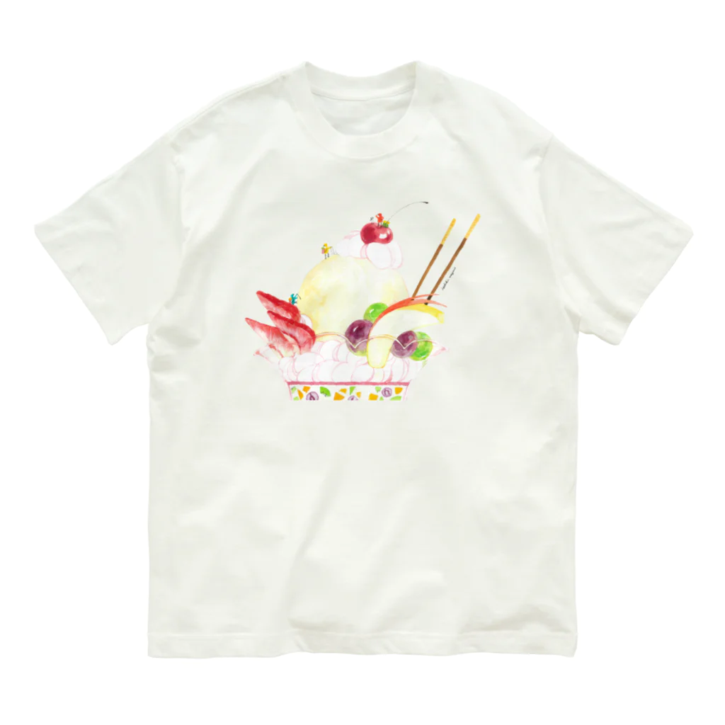isshiki mayumiのパフェ登山Tシャツ オーガニックコットンTシャツ