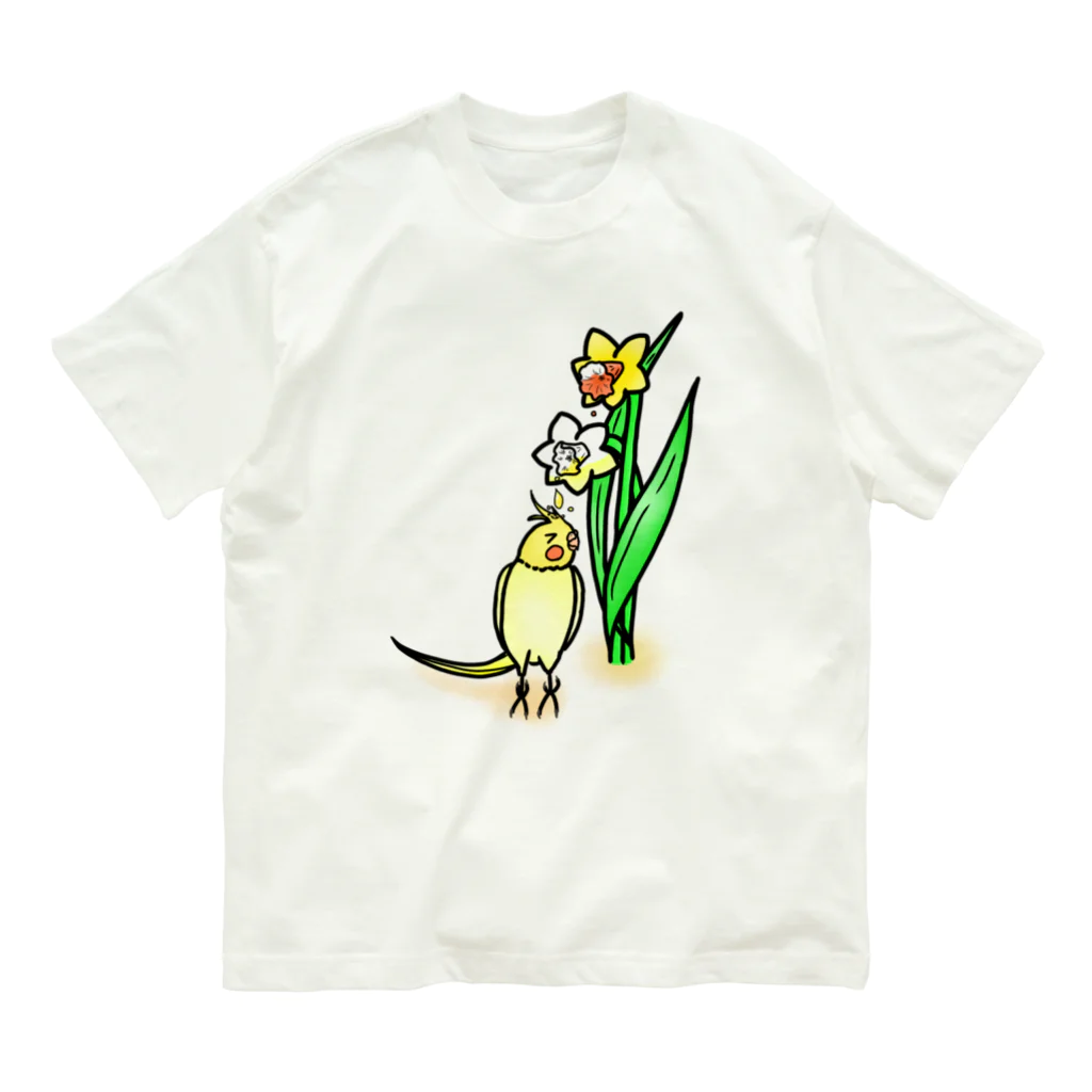 Lily bird（リリーバード）の水仙の雫で染まるオカメインコ① Organic Cotton T-Shirt