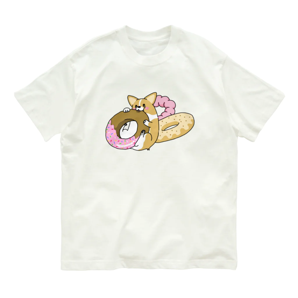 5corgisのドーナツコーギー オーガニックコットンTシャツ