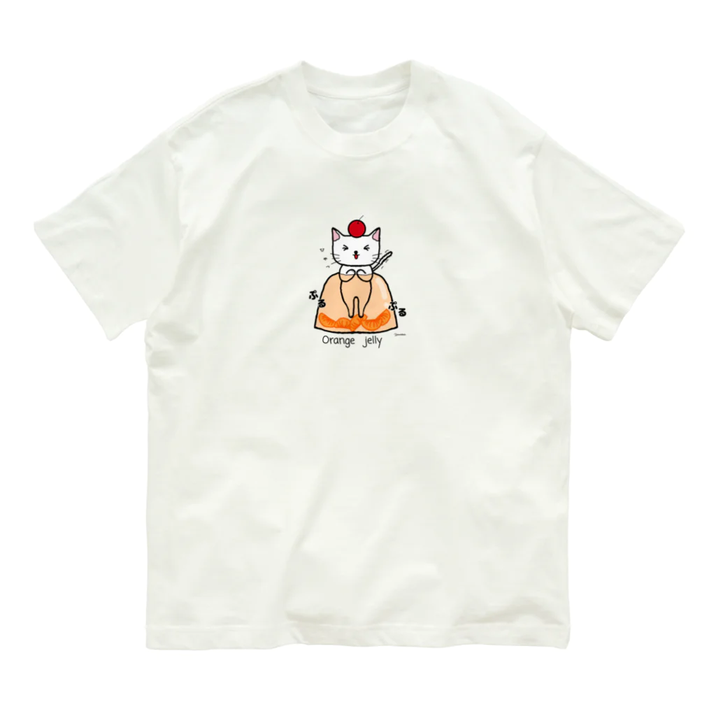 Yamadatinkuのゼリー　猫 オーガニックコットンTシャツ