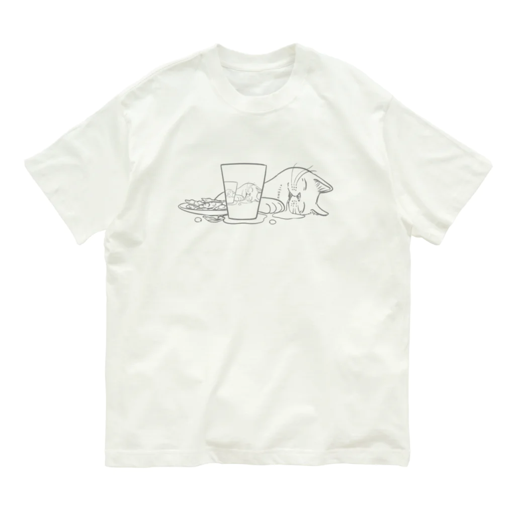 nya-mew（ニャーミュー）のへべれけ猫 オーガニックコットンTシャツ