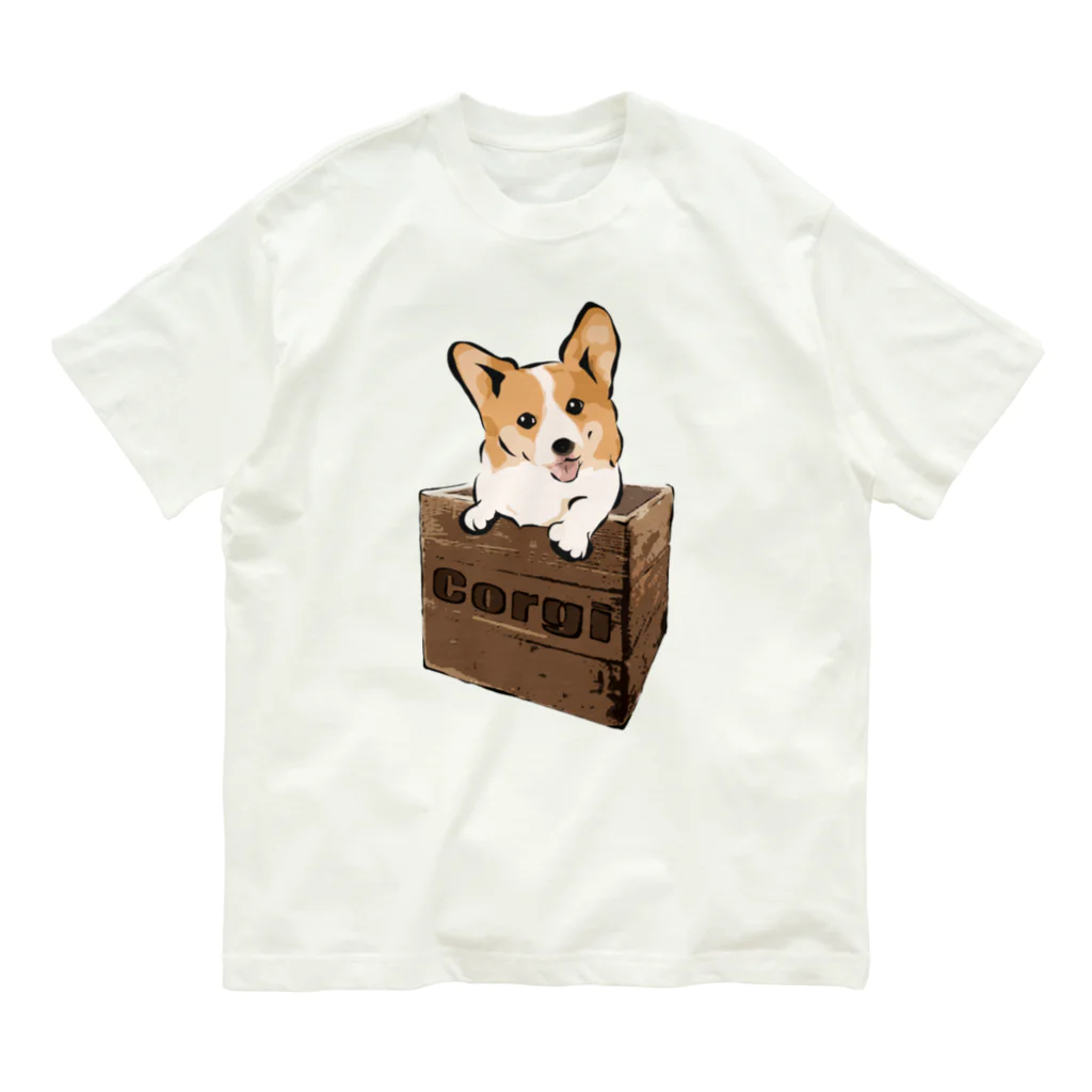 犬グッズの店しえるぶるーの箱入りコーギー オーガニックコットンTシャツ