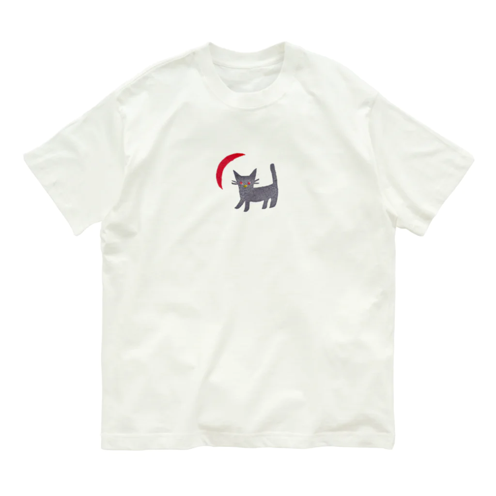 ツメサキの世界の月からきた猫 オーガニックコットンTシャツ