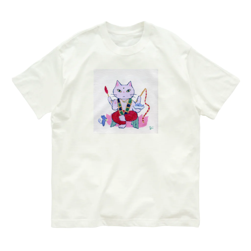 Link∞artの猫神さま オーガニックコットンTシャツ