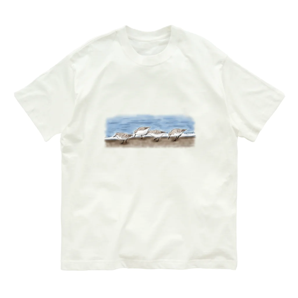 Coo-birdの波打ち際のミユビシギ Organic Cotton T-Shirt