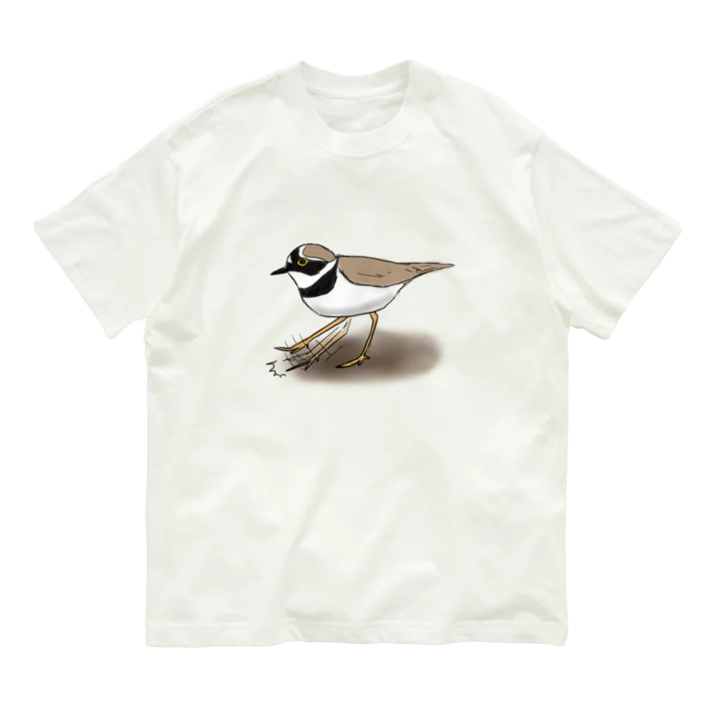 Coo-birdのペチペチして獲物を追い出すコチドリ オーガニックコットンTシャツ