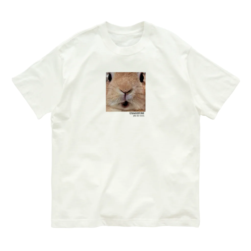 j8ie de vivre♪のUSAGIZUKI うさぎのアップ オーガニックコットンTシャツ