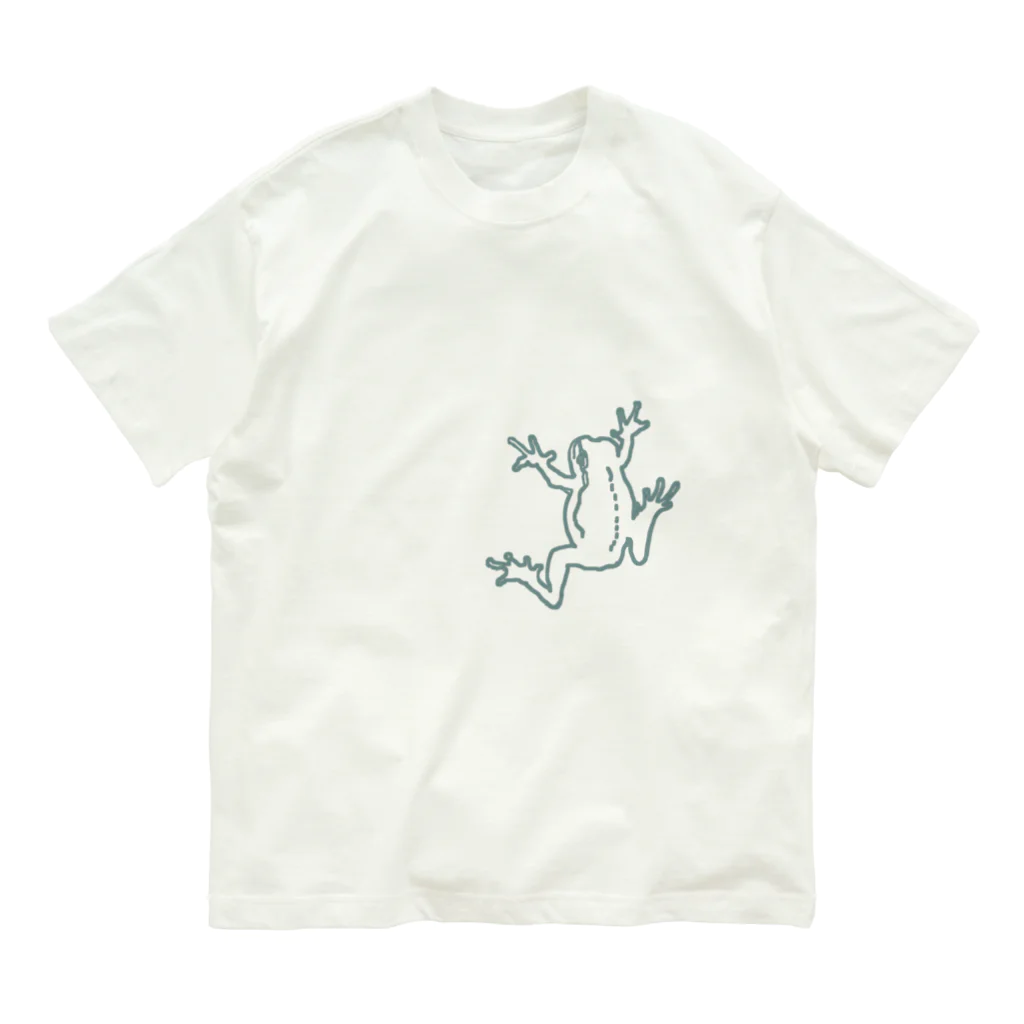 isay-t　・・・　ブンチョウ　鳥 すずめ（スズメ　雀） カエル　蛙　爬虫類　カメ　キンカチョウ　インコ　ヨークシャーテリア　カマキリ　舟　水彩　などのハウカエル薄緑 Organic Cotton T-Shirt