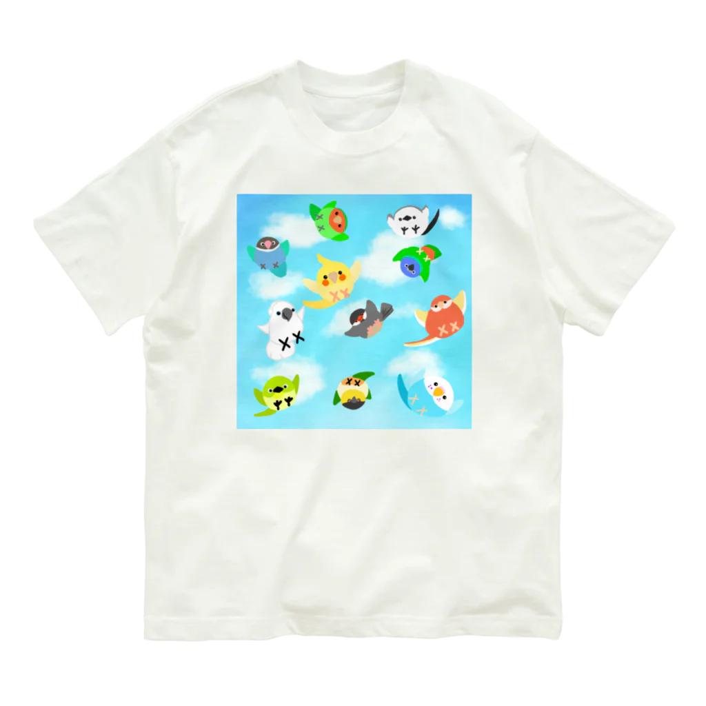 Lily bird（リリーバード）のいろいろ鳥さん 青空 オーガニックコットンTシャツ