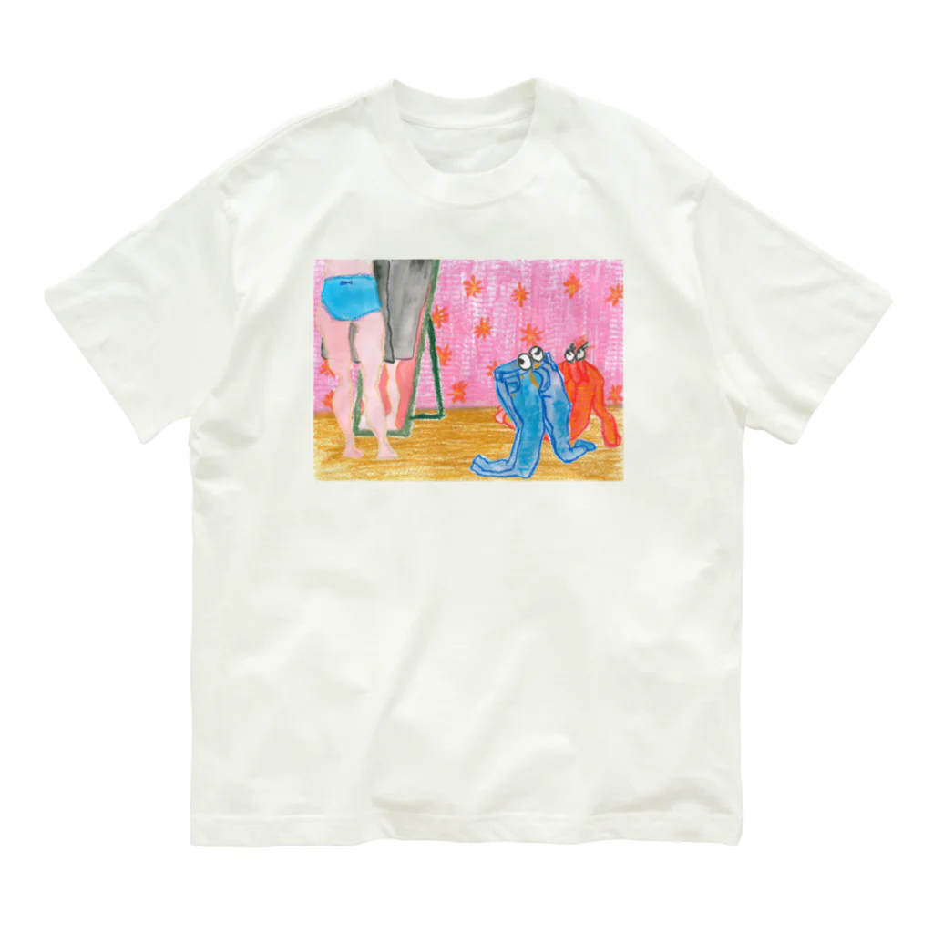 Yuhki | おばけのゆうき 公式オンラインショップ　【ちぎり絵・貼り絵のTシャツ・パーカー・スマホケース・バッグ・日用品・雑貨・文具・ドッグTシャツなど販売中】のクローゼットから逃げ出した服たち オーガニックコットンTシャツ