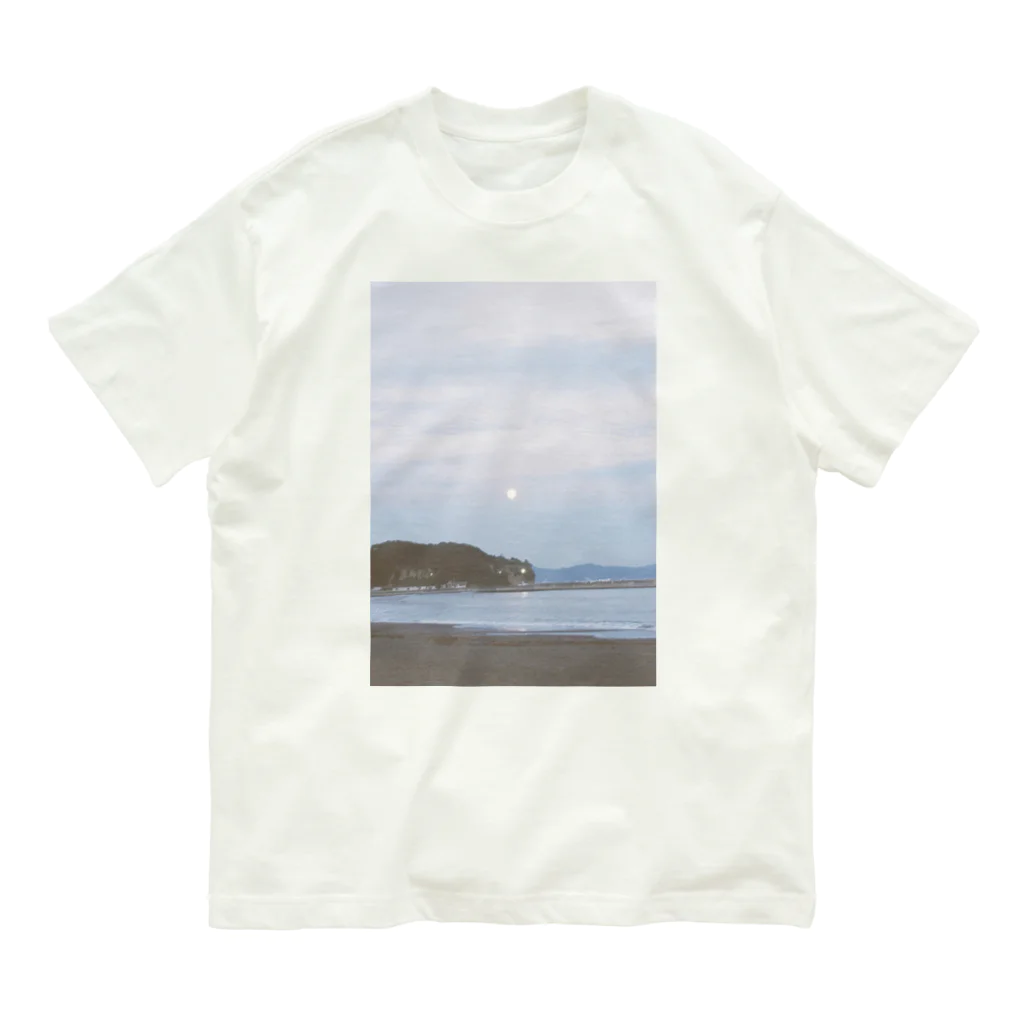 Nagomi Angel Healingの江ノ島海岸と満月 Organic Cotton T-Shirt