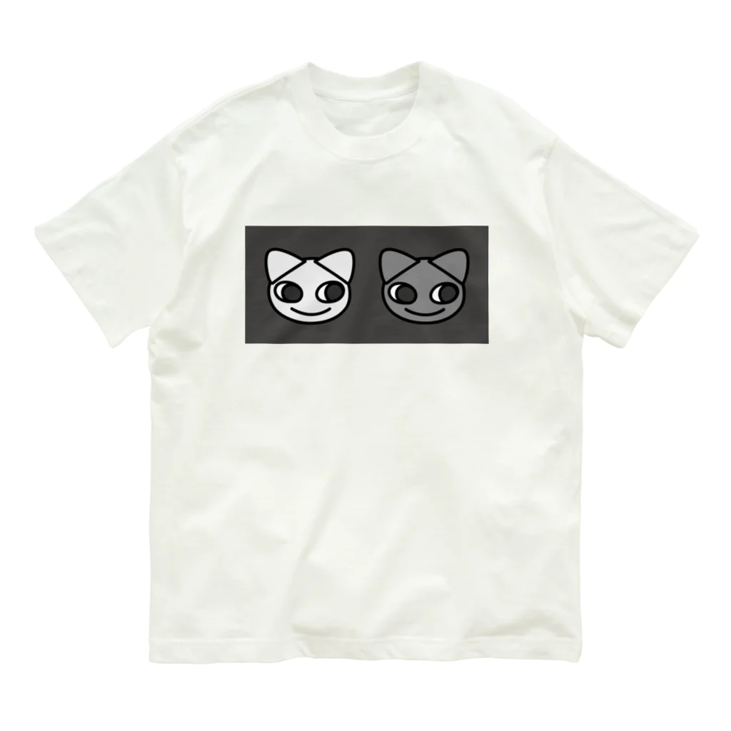 グレープフルーツちゃんのTwoCats_GREY オーガニックコットンTシャツ