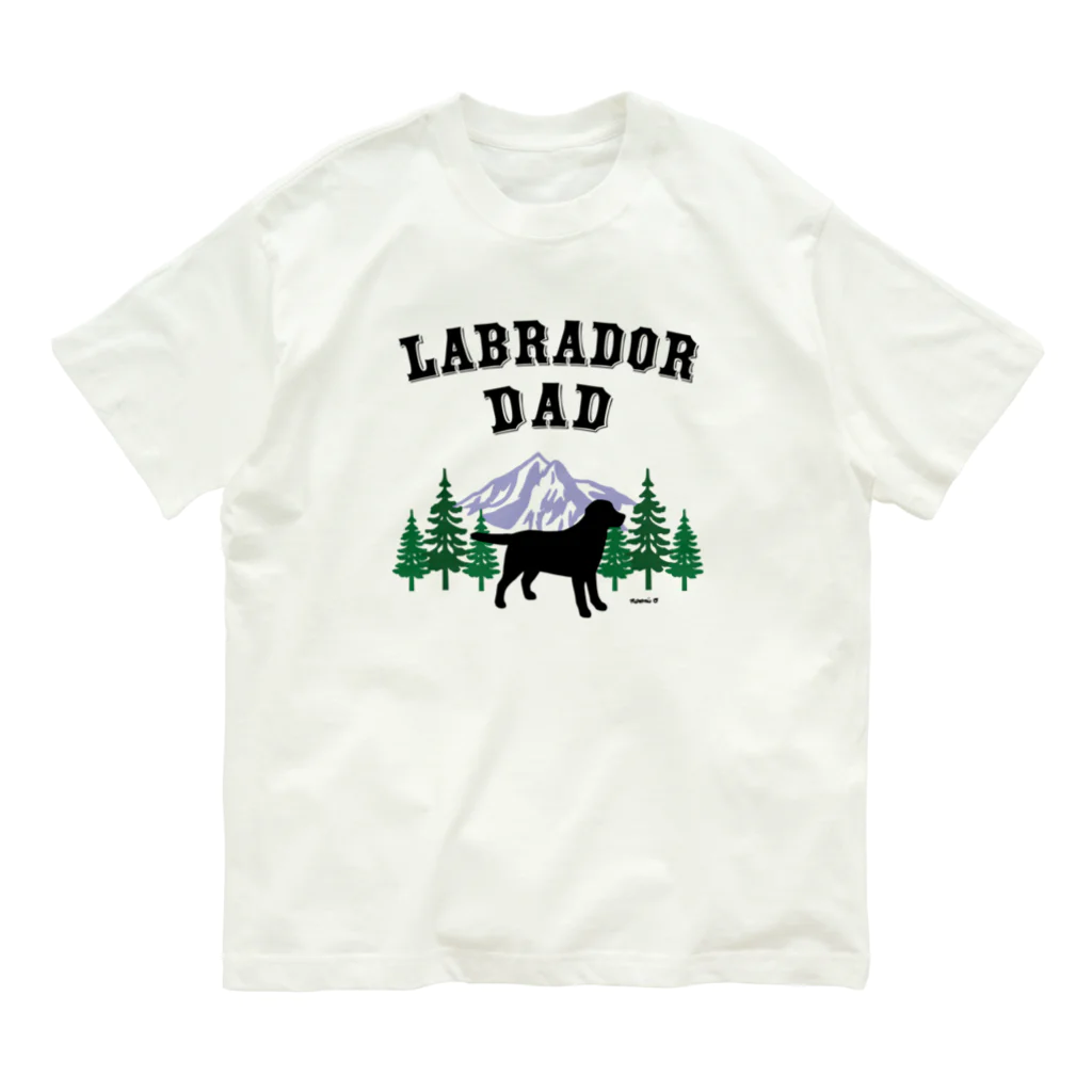 ハッピー・ラブラドールズのLabrador Dad ブラックラブラドール オーガニックコットンTシャツ