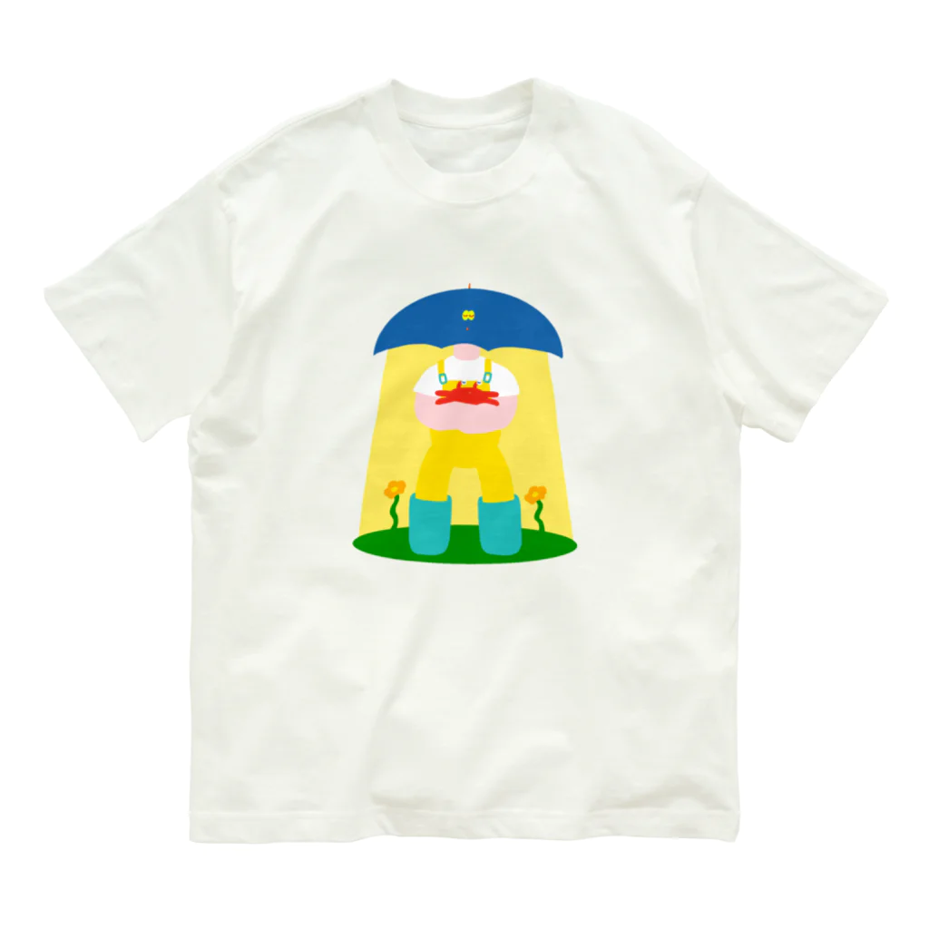 わちゃぽ宇宙人/シマダソラシドのかさのうちゅうじんとカニのあかちゃん オーガニックコットンTシャツ