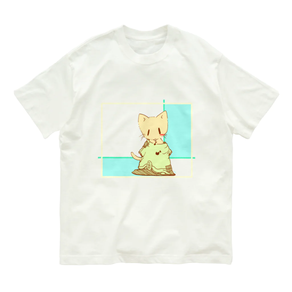 KAZZのだぼっとTシャツにゃんこ オーガニックコットンTシャツ