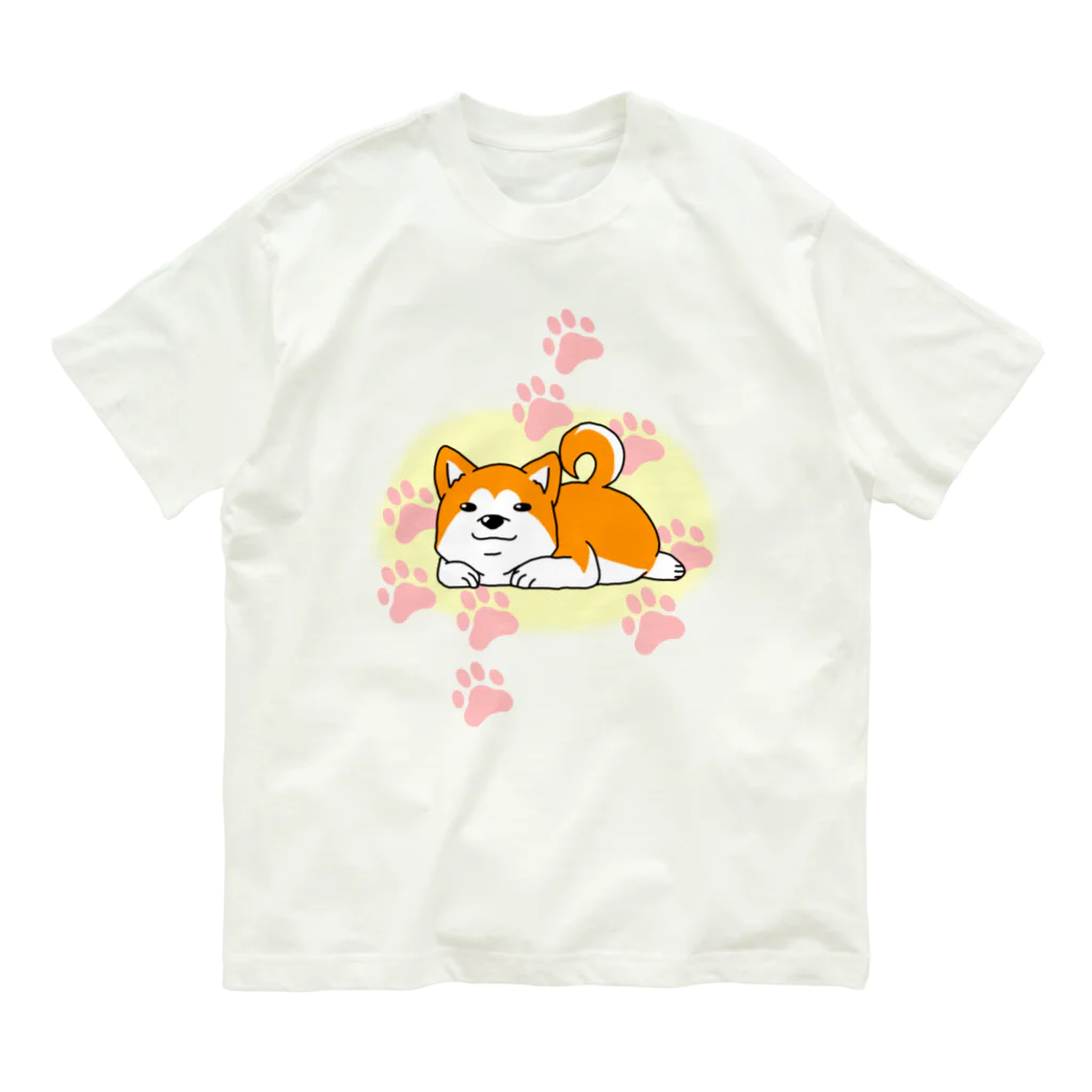 ～しばとねこ～のペタッっと柴犬 オーガニックコットンTシャツ