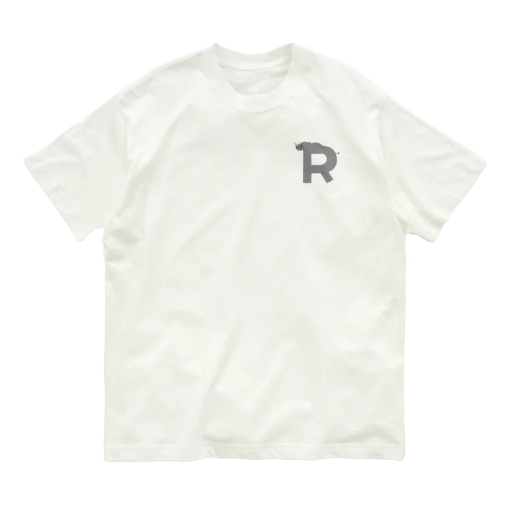 たはらともみのアルファベットどうぶつ　R　サイ オーガニックコットンTシャツ