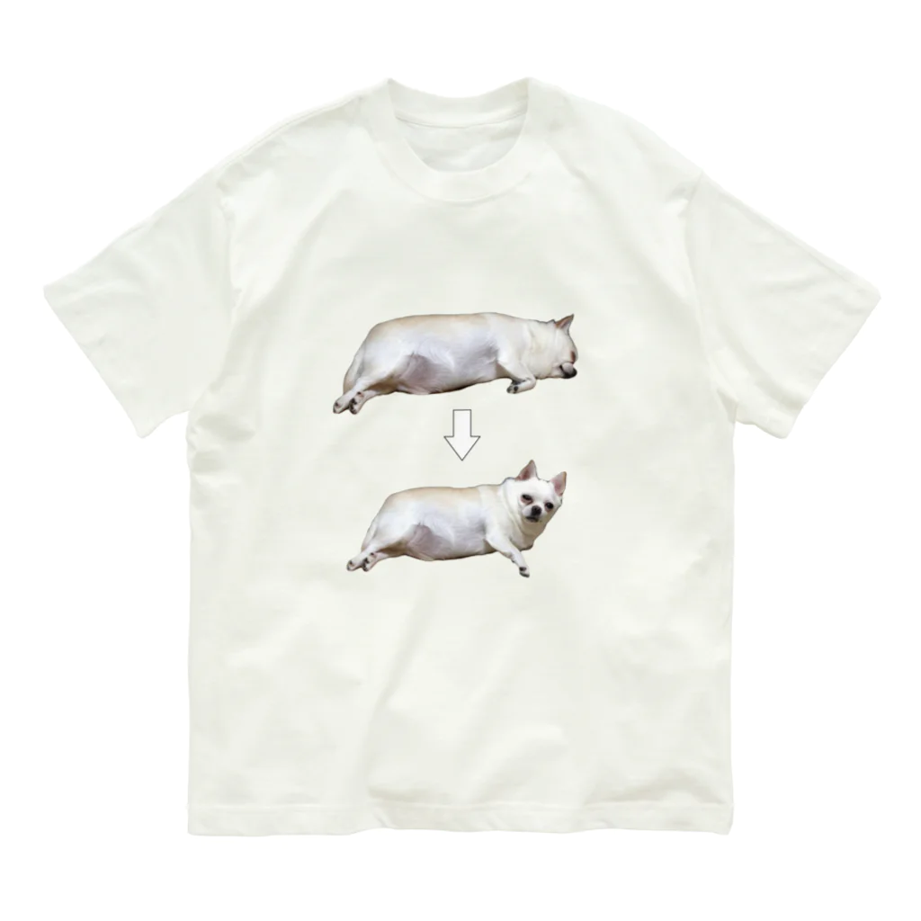 デブ犬画像ショップのSorry, I just woke up. オーガニックコットンTシャツ