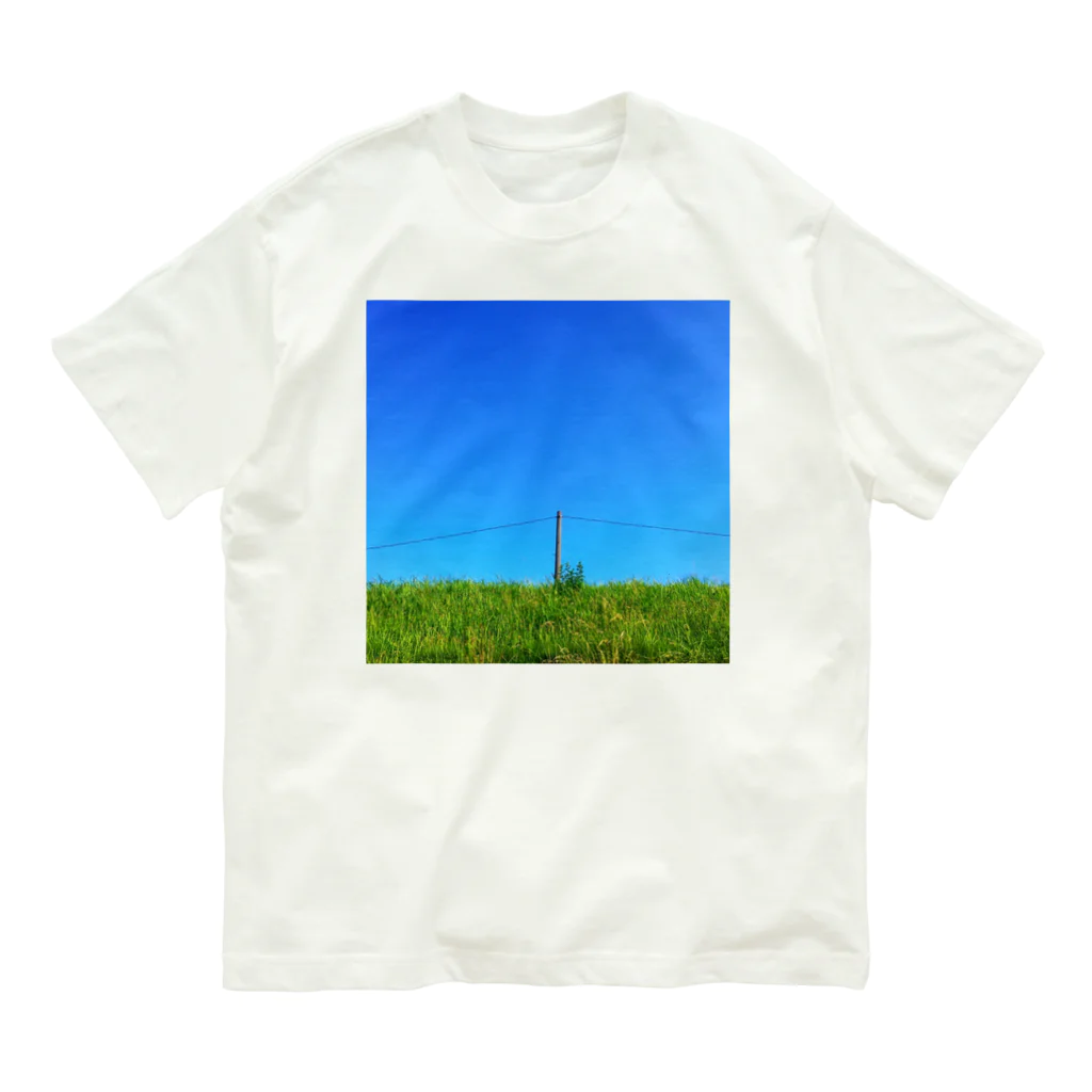 夏のゆゆゆの夏の土手の青空 Organic Cotton T-Shirt