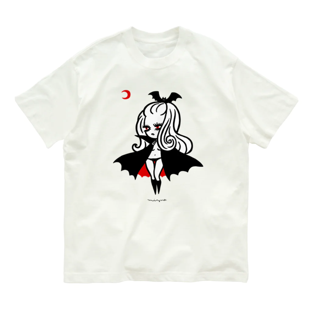 Mizna Wadaの月夜のヴァンパイアガール - ライトカラー向け オーガニックコットンTシャツ