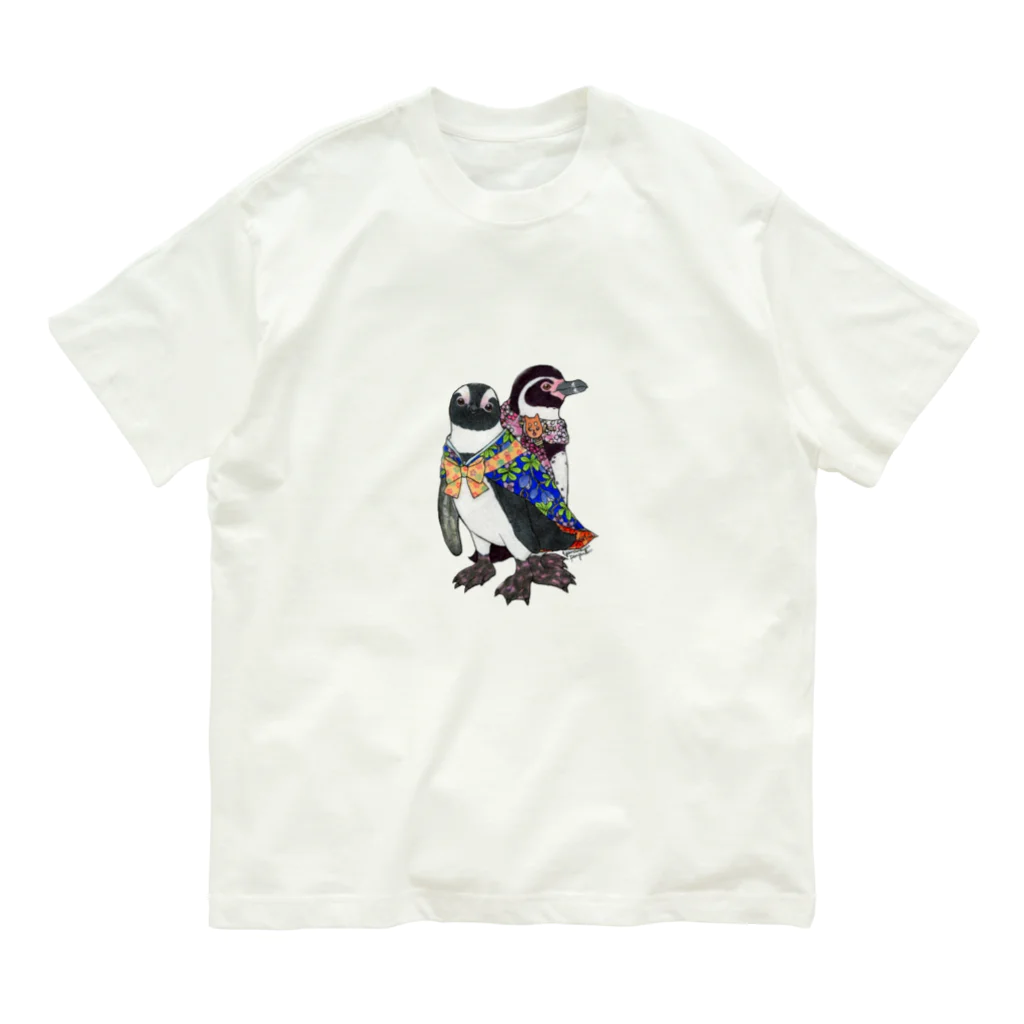 ヤママユ(ヤママユ・ペンギイナ)の着物ぺんぎん―モダンきもののケープとフンボ― Organic Cotton T-Shirt