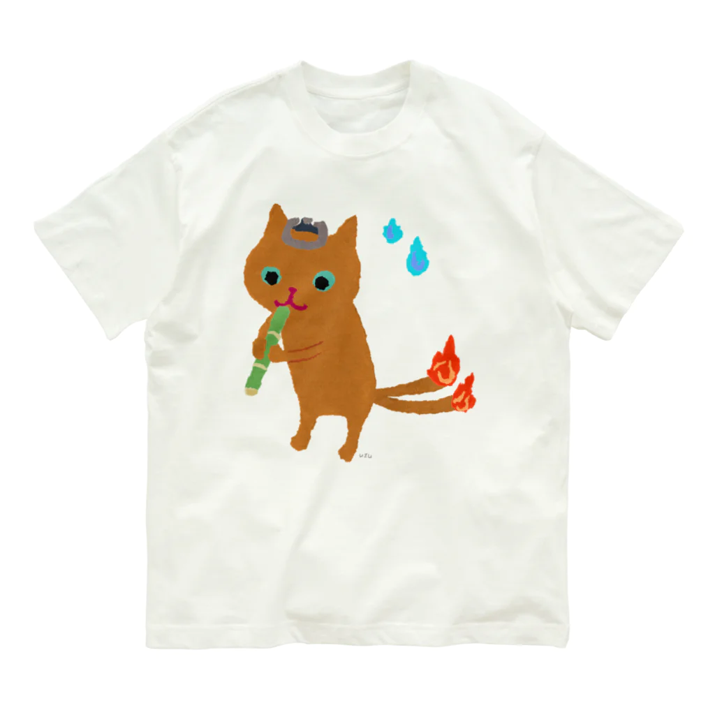 おばけ商店のおばけTシャツ＜でっかい五徳猫＞ Organic Cotton T-Shirt