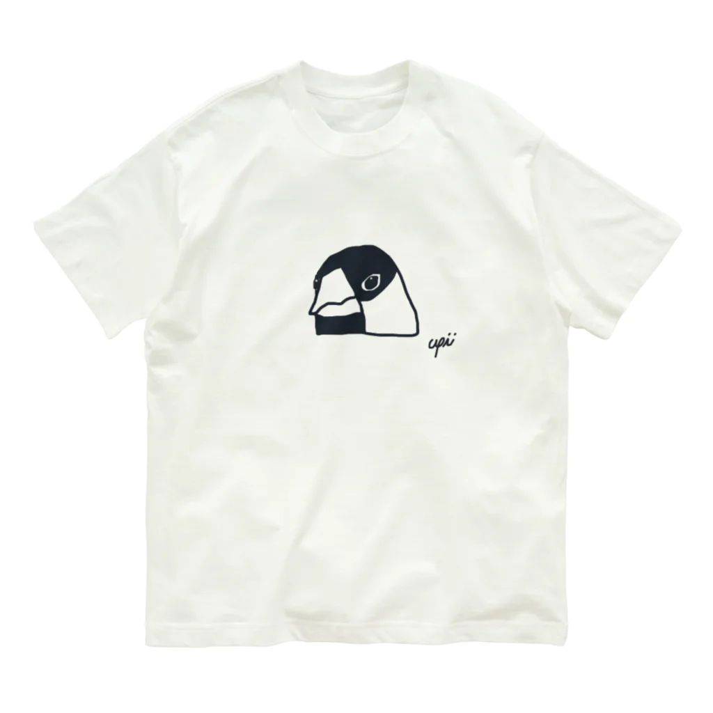 うｐこむの文鳥さんの顔 オーガニックコットンTシャツ