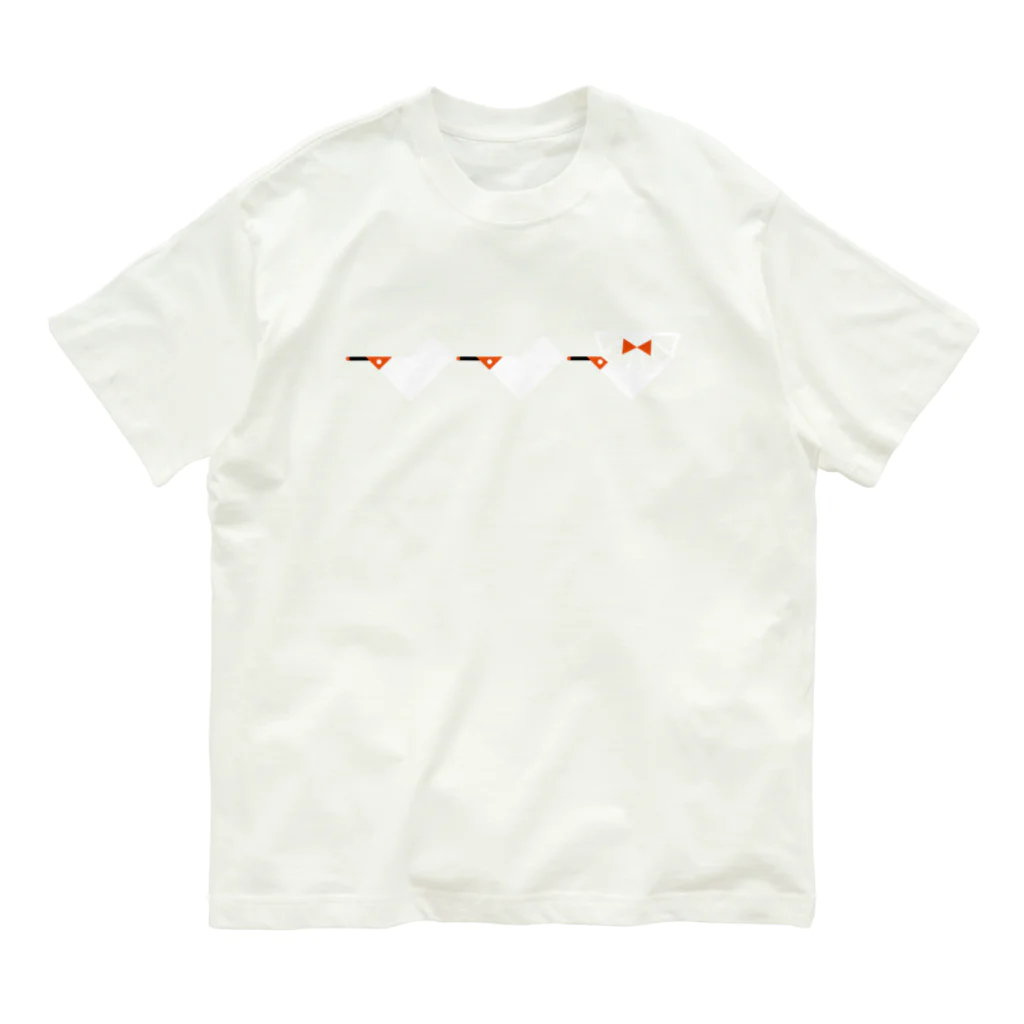 inae-doのトキ３連（おけさ）-しろ オーガニックコットンTシャツ