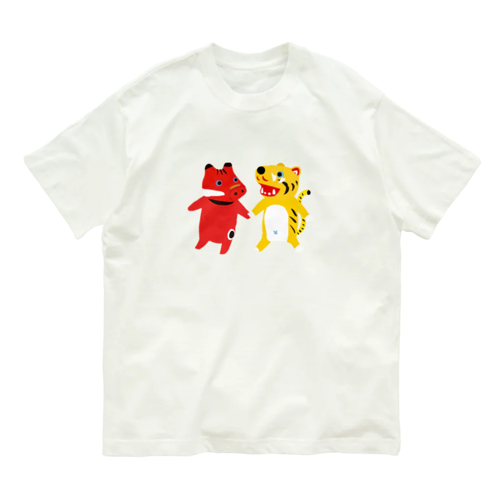 おばけ商店のTOYTOY＜赤べこと張り子の虎＞ オーガニックコットンTシャツ