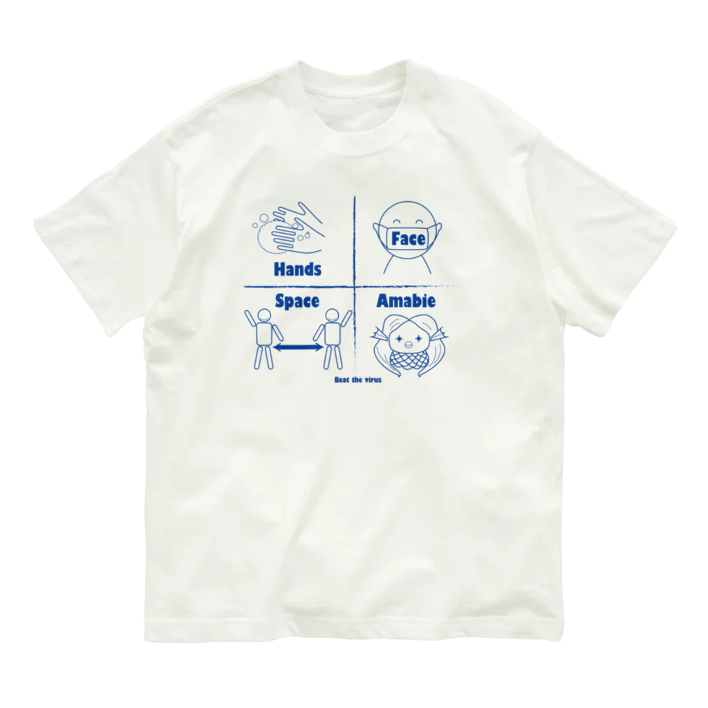 K＿Moonのアマビエブルー オーガニックコットンTシャツ