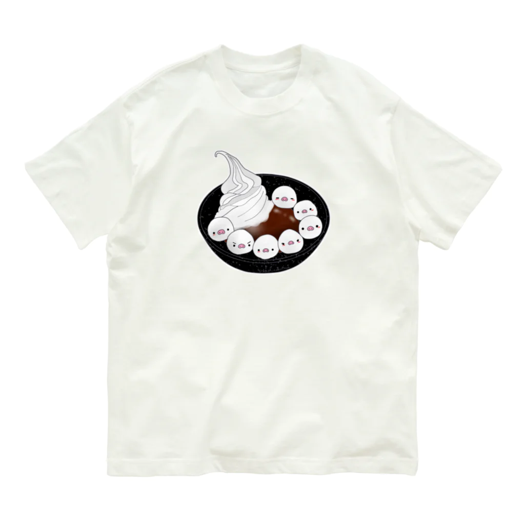 Draw freelyのクリーム白玉ぜんざい オーガニックコットンTシャツ