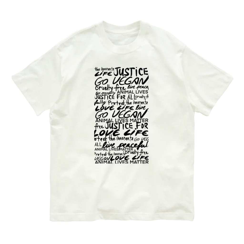 Niea999’s プチハッピー shopのLove life, go vegan Organic Cotton T-Shirt