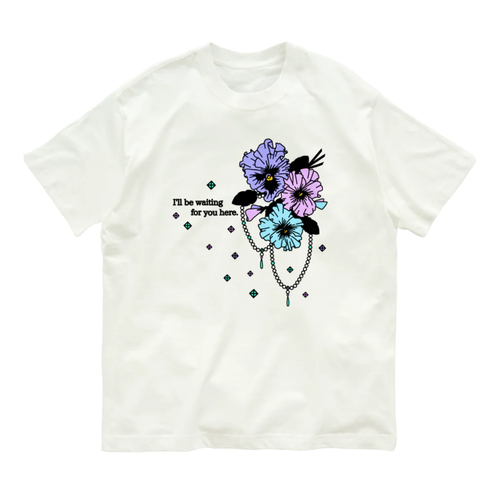 Alba spinaのフリルパンジー オーガニックコットンTシャツ