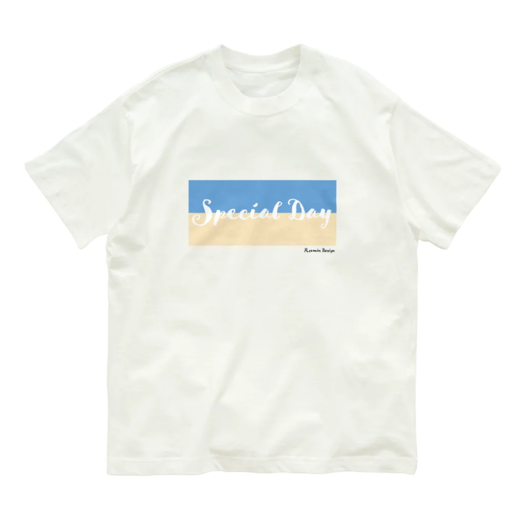 ReeminDesignのSpecialDay-Blue オーガニックコットンTシャツ