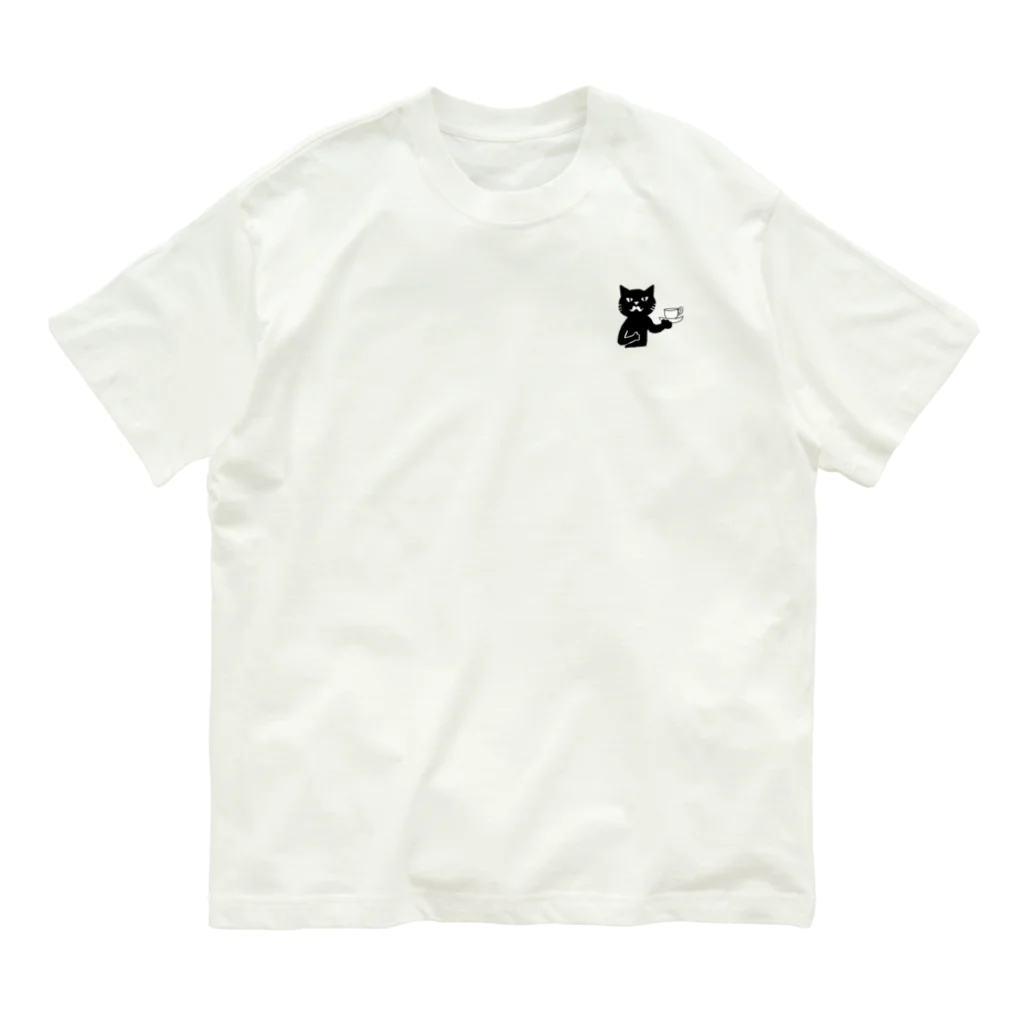 Blanc.P(ぶらんぴー)の店の喫茶・髭猫ロゴマーク① Organic Cotton T-Shirt