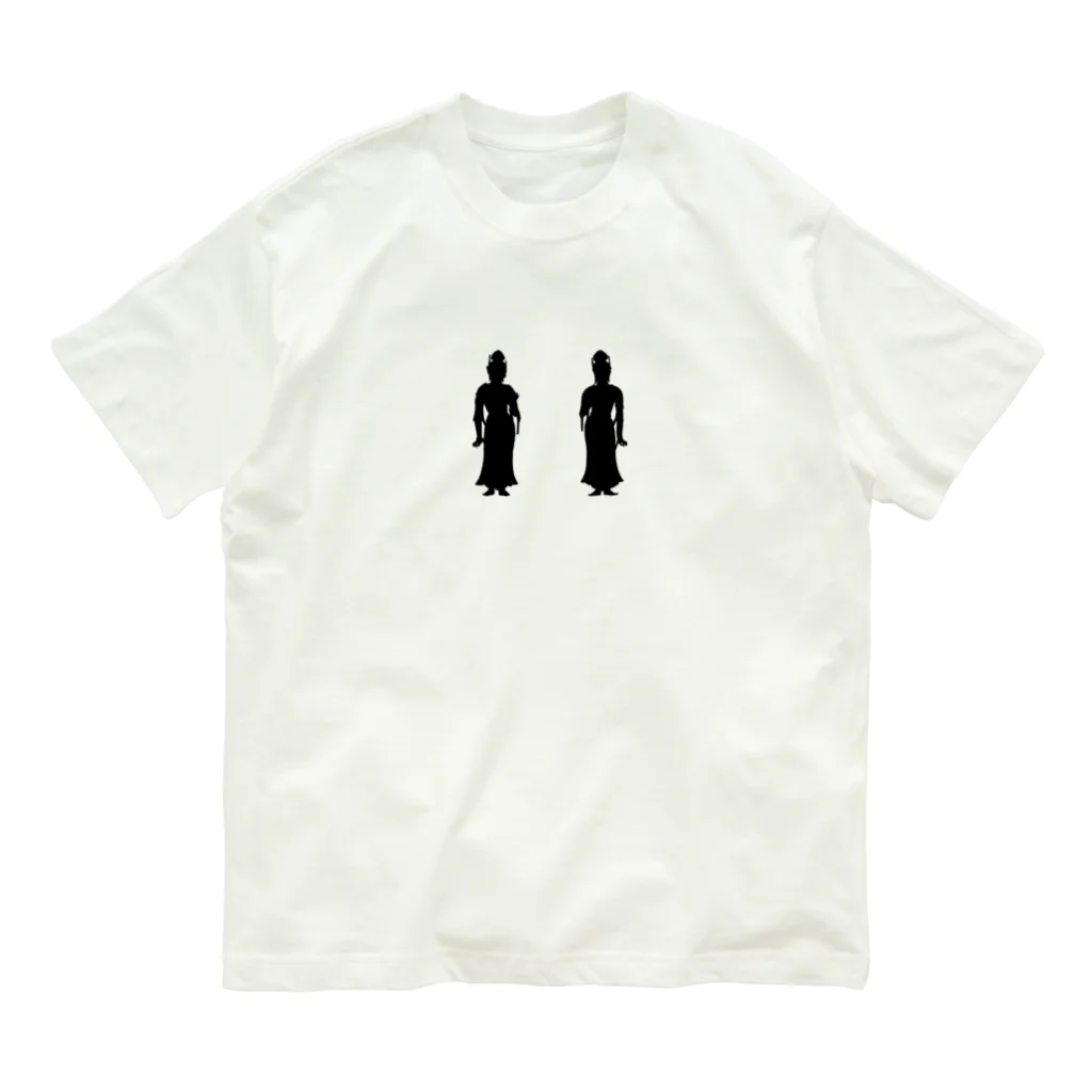 山の門の菩薩(黒)ディスタンス Organic Cotton T-Shirt