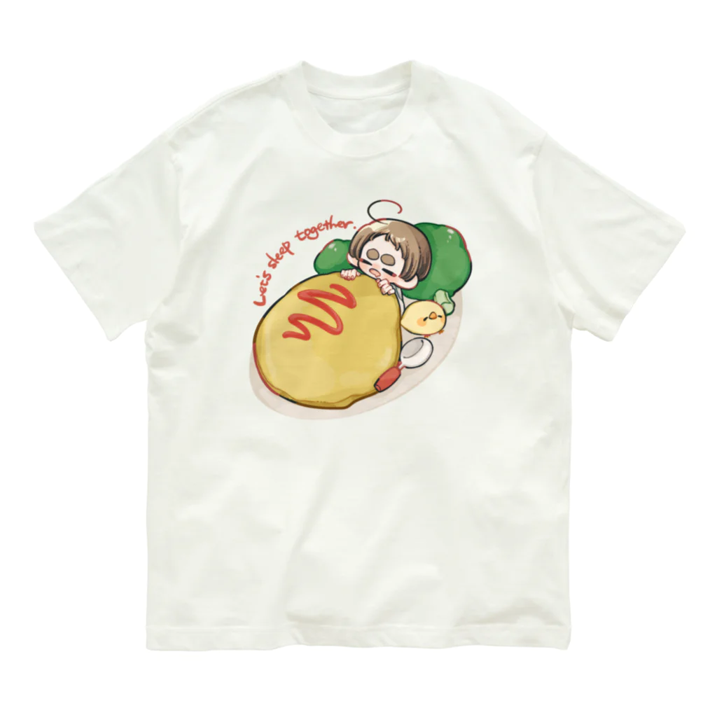 温泉旅館の一緒にぐっすりオムオム Organic Cotton T-Shirt