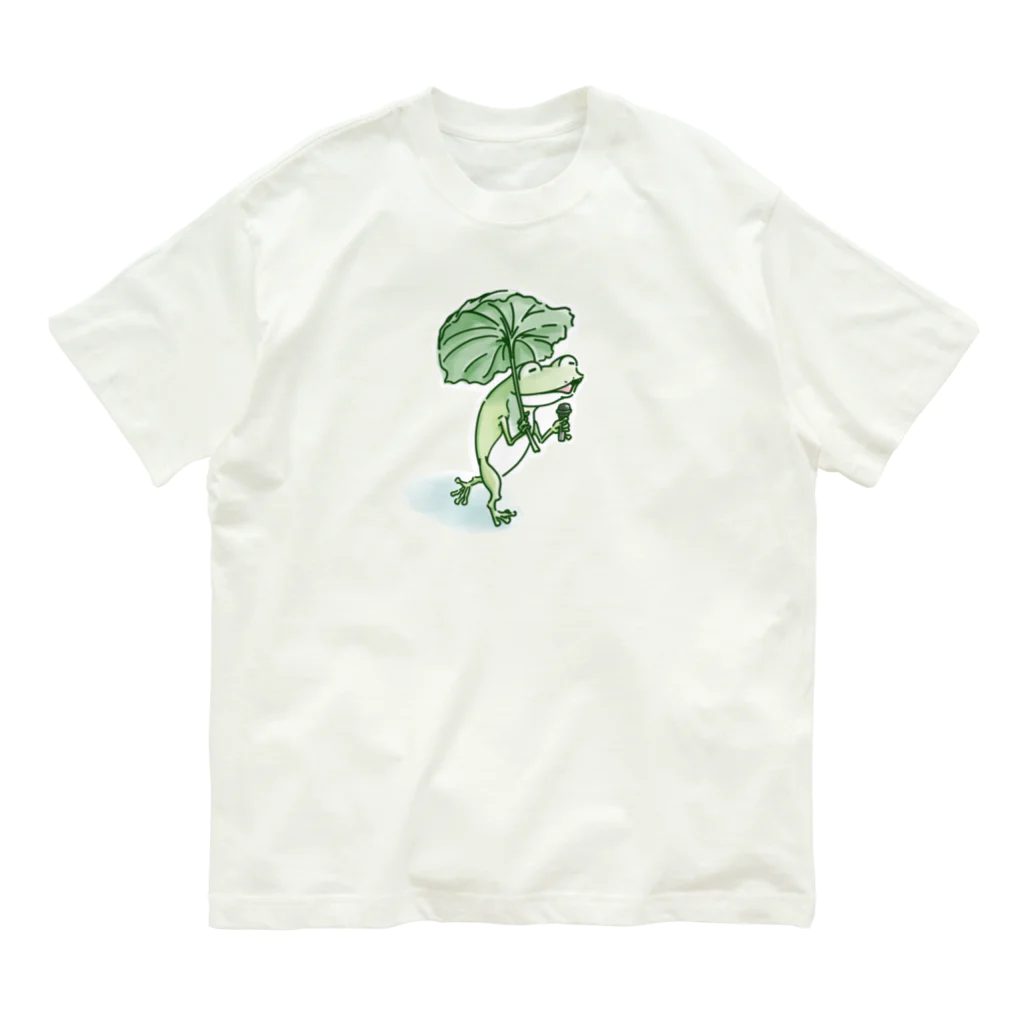 Poooompadoooourの宇田山茶舗(うたやまちゃほ) ごきげんカエル Organic Cotton T-Shirt