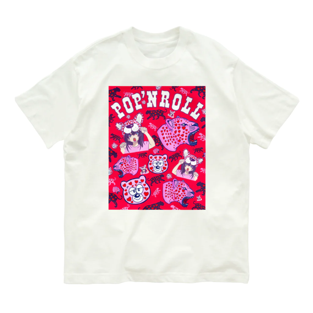 POP'N ROLLのpop'nrollのヒョウ柄 Organic Cotton T-Shirt