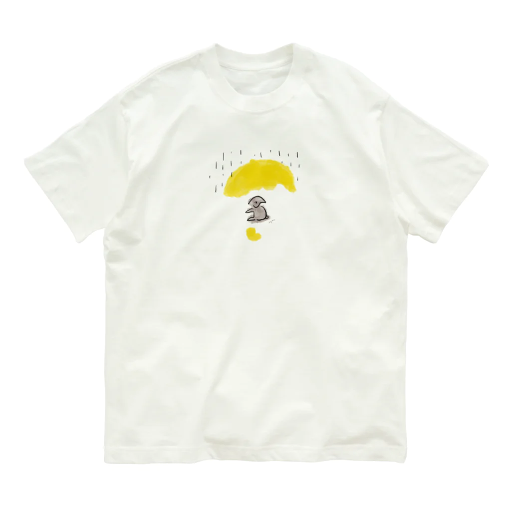 shima shima SHOPの雨の日 コモリグマ オーガニックコットンTシャツ