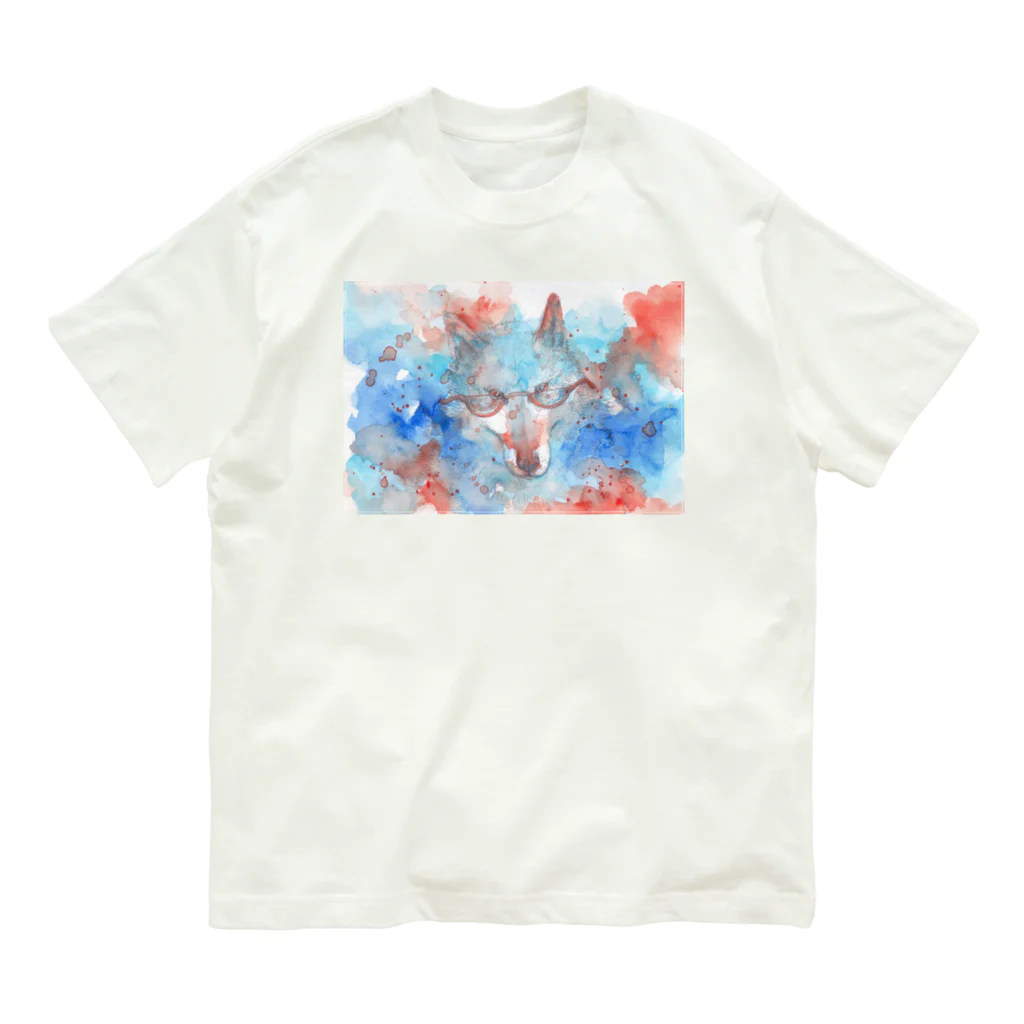 made blueのMay wolf with glasses Organic Cotton T-Shirt