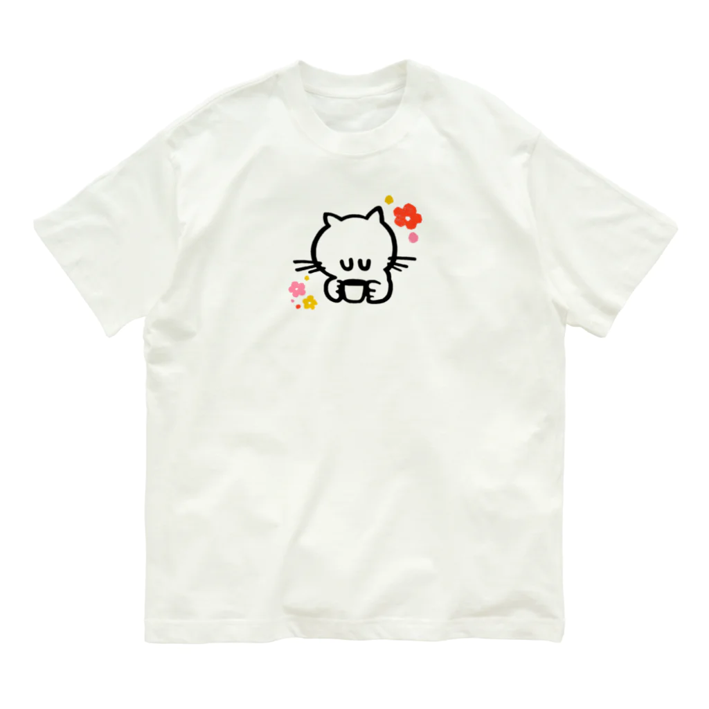 sakuriのsakuriのﾈｺﾁｬﾝとお花🐱 オーガニックコットンTシャツ