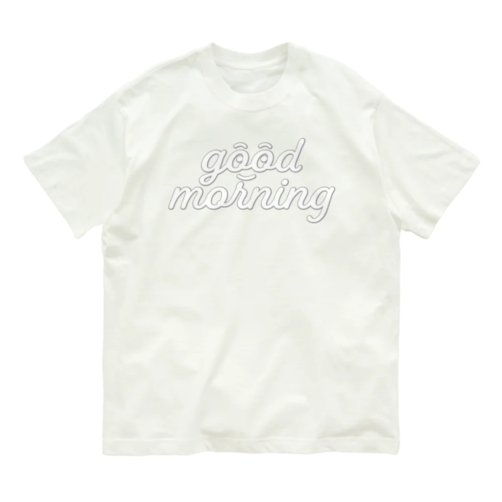 zerokichi goodsのgoodmorning・縁グレー Organic Cotton T-Shirt