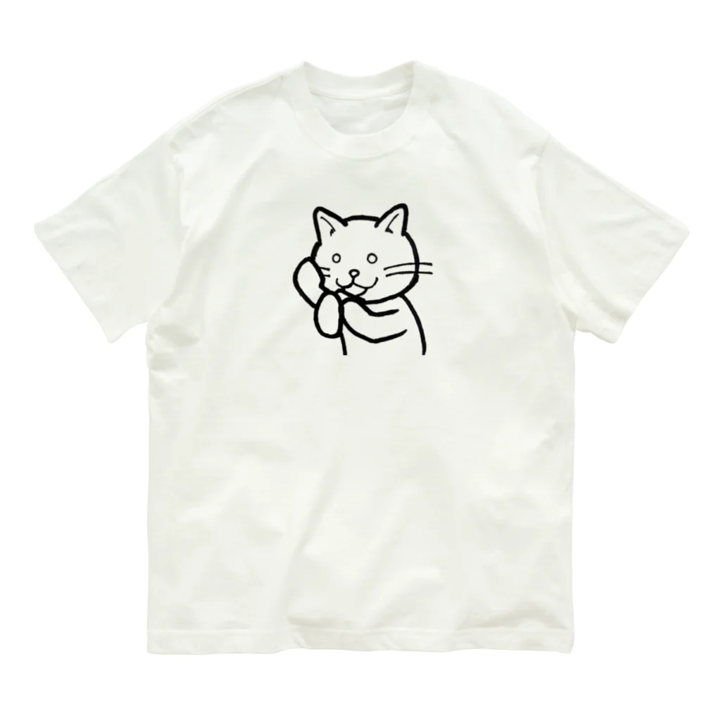 廉と大河　Ren et Taygaの猫の大河、もしもししもしも オーガニックコットンTシャツ